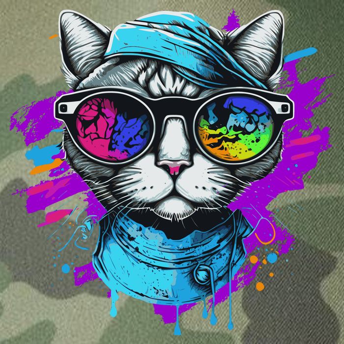 Cool Hipster Hip Cat With Shades Scarf And Hat Legacy Tie Dye Trucker Hat