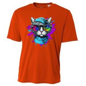 Cool Hipster Hip Cat With Shades Scarf And Hat Cooling Performance Crew T-Shirt