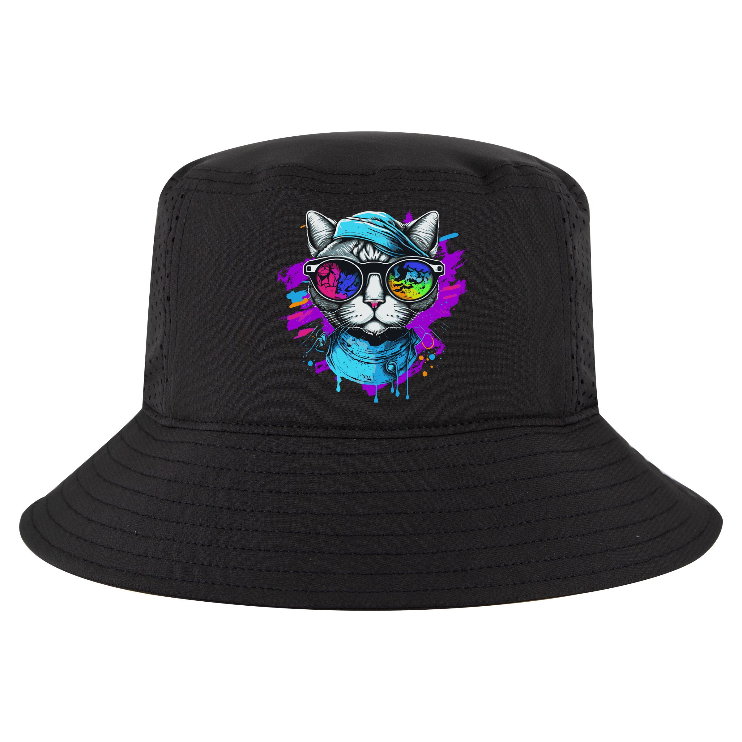 Cool Hipster Hip Cat With Shades Scarf And Hat Cool Comfort Performance Bucket Hat
