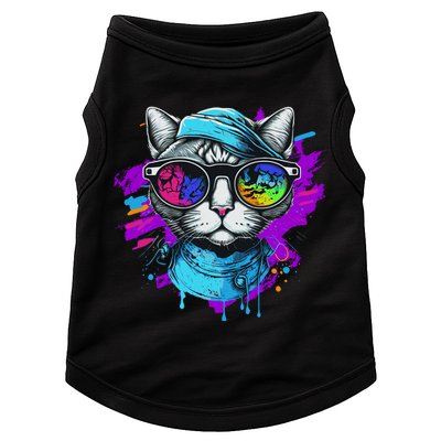 Cool Hipster Hip Cat With Shades Scarf And Hat Doggie Tank