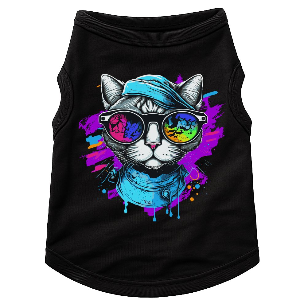 Cool Hipster Hip Cat With Shades Scarf And Hat Doggie Tank