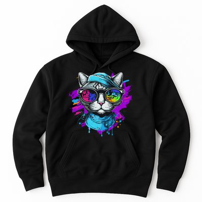 Cool Hipster Hip Cat With Shades Scarf And Hat Hoodie