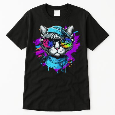 Cool Hipster Hip Cat With Shades Scarf And Hat Tall T-Shirt