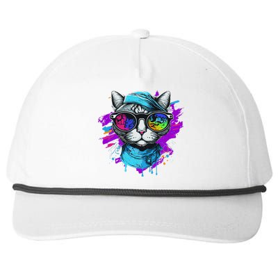 Cool Hipster Hip Cat With Shades Scarf And Hat Snapback Five-Panel Rope Hat