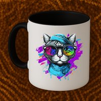 Cool Hipster Hip Cat With Shades Scarf And Hat Mug