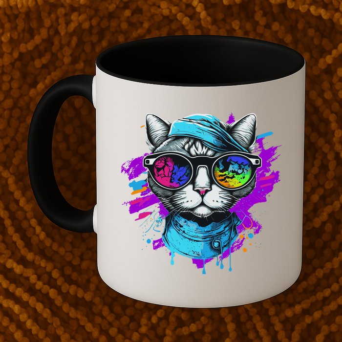 Cool Hipster Hip Cat With Shades Scarf And Hat Mug