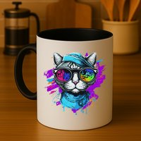 Cool Hipster Hip Cat With Shades Scarf And Hat Mug