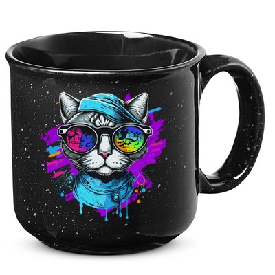 Cool Hipster Hip Cat With Shades Scarf And Hat 15oz Campfire Ceramic Mug