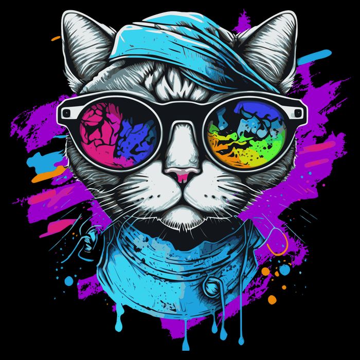 Cool Hipster Hip Cat With Shades Scarf And Hat Drawstring Bag