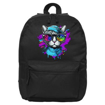 Cool Hipster Hip Cat With Shades Scarf And Hat 16 in Basic Backpack