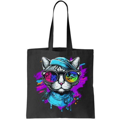 Cool Hipster Hip Cat With Shades Scarf And Hat Bag