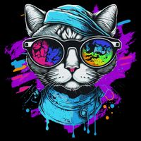 Cool Hipster Hip Cat With Shades Scarf And Hat Poster
