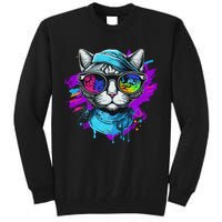 Cool Hipster Hip Cat With Shades Scarf And Hat Tall Sweatshirt