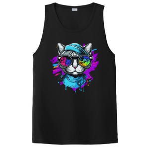 Cool Hipster Hip Cat With Shades Scarf And Hat PosiCharge Competitor Tank