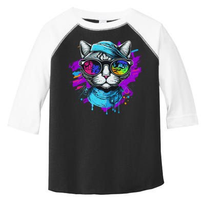 Cool Hipster Hip Cat With Shades Scarf And Hat Toddler Fine Jersey T-Shirt