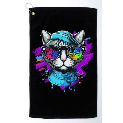 Cool Hipster Hip Cat With Shades Scarf And Hat Golf Towel