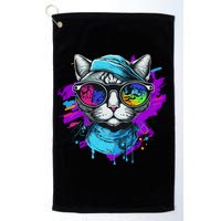 Cool Hipster Hip Cat With Shades Scarf And Hat Golf Towel