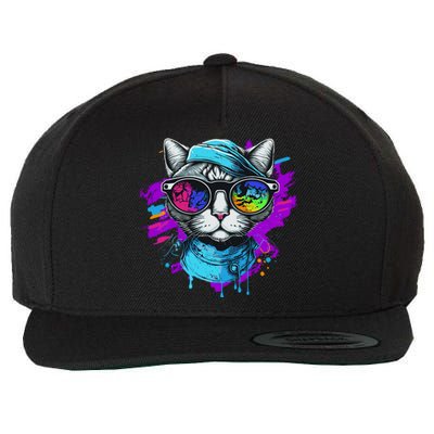 Cool Hipster Hip Cat With Shades Scarf And Hat Wool Snapback Cap