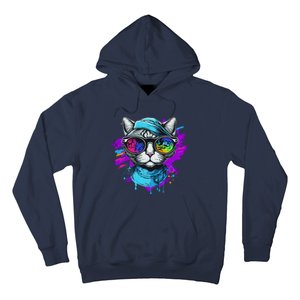 Cool Hipster Hip Cat With Shades Scarf And Hat Hoodie