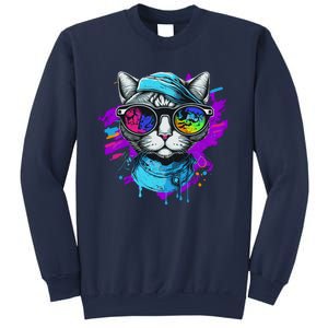 Cool Hipster Hip Cat With Shades Scarf And Hat Sweatshirt