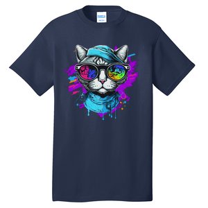 Cool Hipster Hip Cat With Shades Scarf And Hat Tall T-Shirt