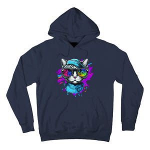 Cool Hipster Hip Cat With Shades Scarf And Hat Tall Hoodie