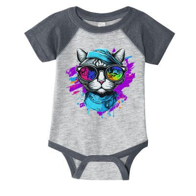Cool Hipster Hip Cat With Shades Scarf And Hat Infant Baby Jersey Bodysuit