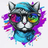 Cool Hipster Hip Cat With Shades Scarf And Hat Garment-Dyed Sweatshirt