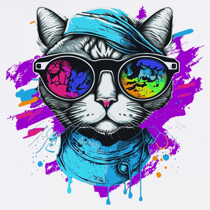 Cool Hipster Hip Cat With Shades Scarf And Hat Garment-Dyed Sweatshirt