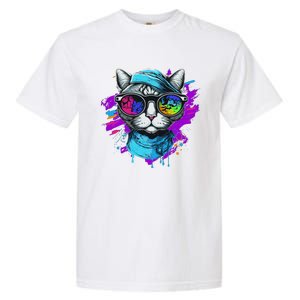 Cool Hipster Hip Cat With Shades Scarf And Hat Garment-Dyed Heavyweight T-Shirt