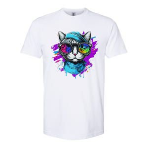 Cool Hipster Hip Cat With Shades Scarf And Hat Softstyle CVC T-Shirt