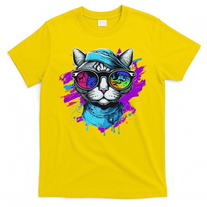 Cool Hipster Hip Cat With Shades Scarf And Hat T-Shirt