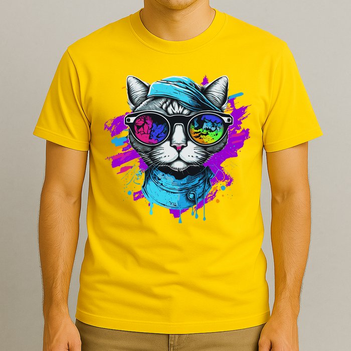Cool Hipster Hip Cat With Shades Scarf And Hat T-Shirt