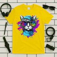 Cool Hipster Hip Cat With Shades Scarf And Hat T-Shirt