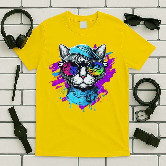 Cool Hipster Hip Cat With Shades Scarf And Hat T-Shirt