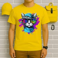 Cool Hipster Hip Cat With Shades Scarf And Hat T-Shirt