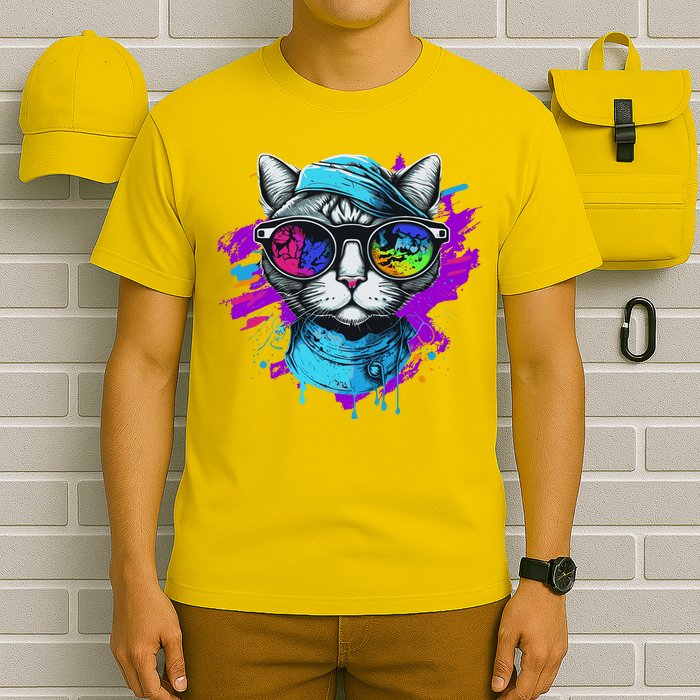 Cool Hipster Hip Cat With Shades Scarf And Hat T-Shirt