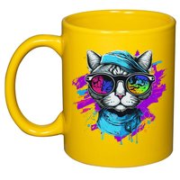 Cool Hipster Hip Cat With Shades Scarf And Hat 11oz C Handle Ceramic Mug
