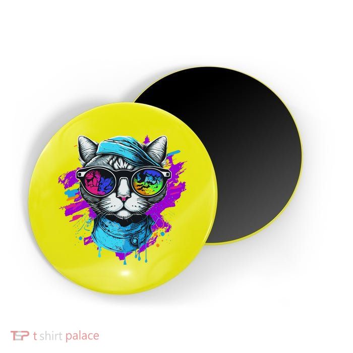 Cool Hipster Hip Cat With Shades Scarf And Hat Magnet