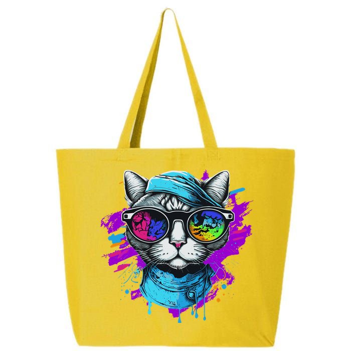 Cool Hipster Hip Cat With Shades Scarf And Hat 25L Jumbo Tote