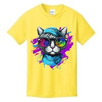 Cool Hipster Hip Cat With Shades Scarf And Hat Kids T-Shirt
