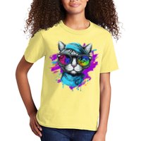Cool Hipster Hip Cat With Shades Scarf And Hat Kids T-Shirt