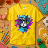 Cool Hipster Hip Cat With Shades Scarf And Hat Kids T-Shirt