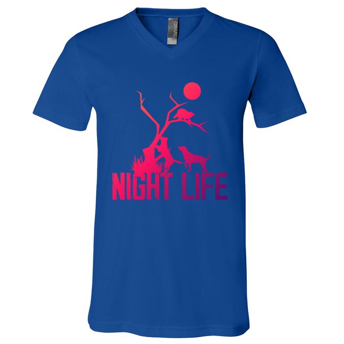 Coon Hound Hunting Night Life Hunting Dog Coon Hunting Gift V-Neck T-Shirt