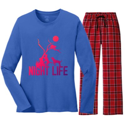 Coon Hound Hunting Night Life Hunting Dog Coon Hunting Gift Women's Long Sleeve Flannel Pajama Set 