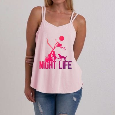 Coon Hound Hunting Night Life Hunting Dog Coon Hunting Gift Women's Strappy Tank