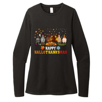 Chicken Halloween Happy Hallothanksmas Autumn Thanksgiving Gift Womens CVC Long Sleeve Shirt