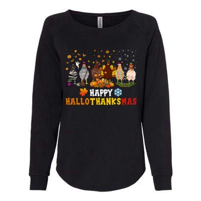 Chicken Halloween Happy Hallothanksmas Autumn Thanksgiving Gift Womens California Wash Sweatshirt