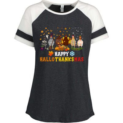 Chicken Halloween Happy Hallothanksmas Autumn Thanksgiving Gift Enza Ladies Jersey Colorblock Tee