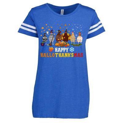 Chicken Halloween Happy Hallothanksmas Autumn Thanksgiving Gift Enza Ladies Jersey Football T-Shirt